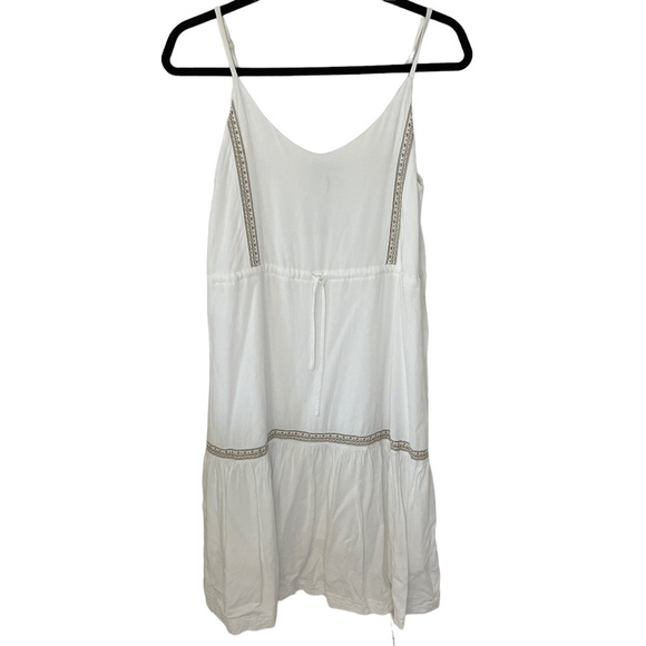 Frank and Oak White Embroidered Cami Tiered Midi Dress SZ Small - Picture 10 of 14